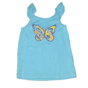 CARTERS Blue Tank Top with Plaid Butterfly